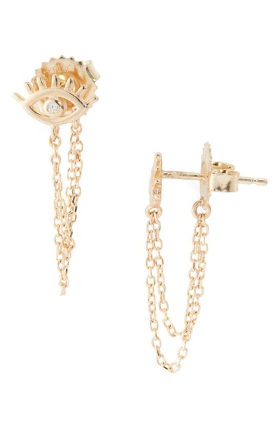 Anzie X Mel Soldera Evil Eye Lash Earrings In Gold/ Diamond