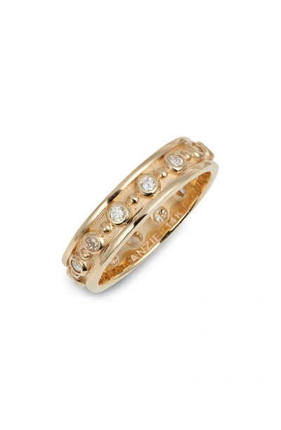 Anzie Dew Drops Marine Band Ring In Gold/ Diamond