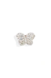 Anzie Love Letter Single Pavé Butterfly Stud Earring In Silver/ White Sapphire