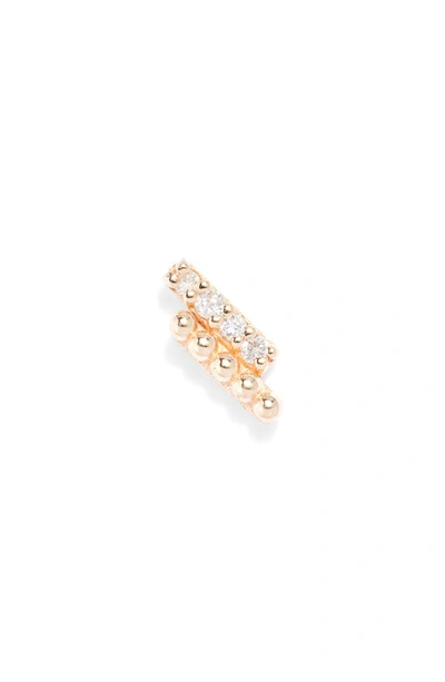 Anzie Dew Drop Marine Deux Single Bar Stud Earring In Gold/ Diamond/ Left