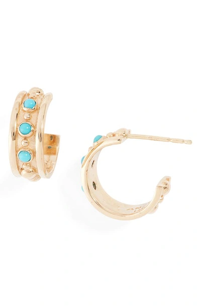 Anzie Dew Drop Marine Huggie Hoop Earrings In Turquoise