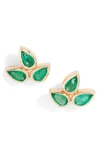 Anzie Women's Bouquet 14k Gold & Emerald Flower Studs In Green