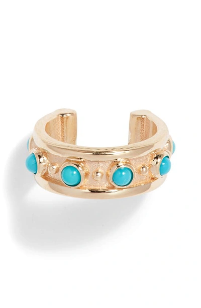 Anzie Dew Drop Marine Single Ear Cuff In Turquoise