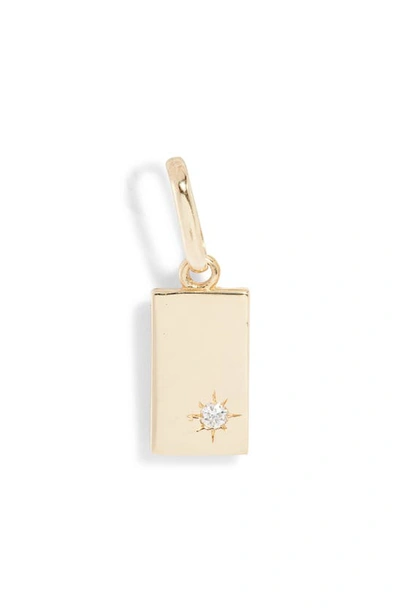 Anzie Love Letter Dog Tag Pendant Charm In Gold/ Diamond