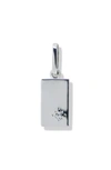 Anzie Love Letter Dog Tag Pendant Charm In Silver/ White Sapphire