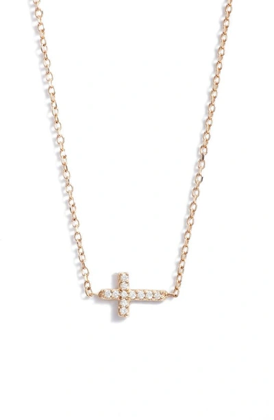 Anzie Love Letter Pavé Diamond Cross Pendant Necklace In Gold / Diamond/ 16 In