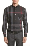 Burberry Thornaby Slim Fit Plaid Sportshirt In Charcoal
