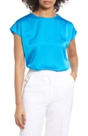 Halogen Cap Sleeve Satin Blouse In French Blue