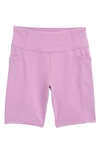 Zella Girl Kids' Live In High Waist Pocket Bike Shorts In Purple Spectre