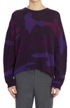 Valentino Camouflage Jacquard Cotton & Virgin Wool Sweater In 7q6 - Camou Viola