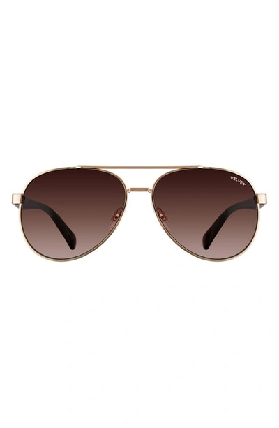 Velvet Eyewear Bonnie 52mm Gradient Aviator Sunglasses In Gold/tort