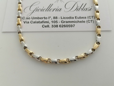 Pre-owned Gold Halskette Herren Damen 18 Karat 750% Massiv Choker Kette Bicolor Gelb Weiss