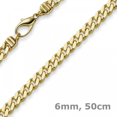 Pre-owned Schmuck-krone 6mm Panzerkette Kette Collier Aus 585 Gold Gelbgold, Goldkette, 50cm, Herren