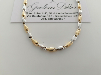 Pre-owned Gold Halskette Herren Damen 18 Karat 750% Massiv Choker Kette Bicolor Gelb Weiss