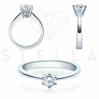 Pre-owned Stella-jewellery Verlobungsring Solitaire 585er Weissgold 0,35ct. Diamant 6er Krappen Antragsring