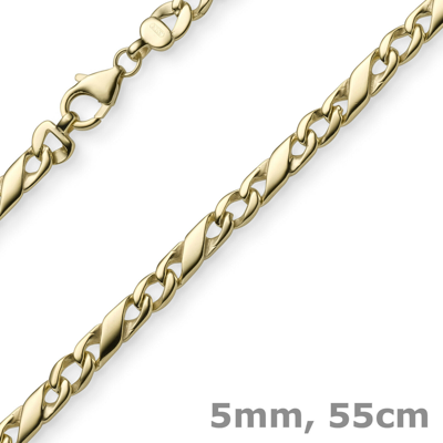 Pre-owned Schmuck-krone 5mm Rockwellkette Kette Collier Halskette 585 Gold Gelbgold Glänzend 55cm