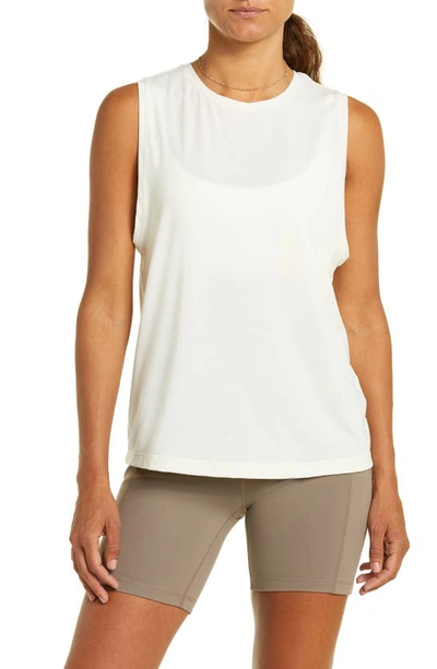 Zella Work For It Easy Tank Top In Ivory Bone