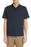 Vince Double Layer Stripe Polo In Coastal Stripe