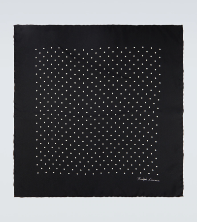 Ralph Lauren Purple Label Polka-dot Silk Pocket Square In Black