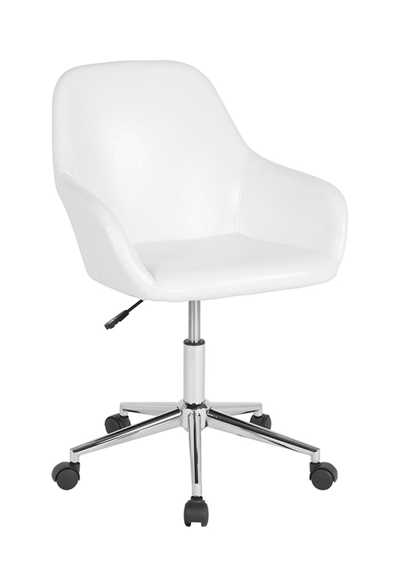 Offex Cortana Home And Office Mid-back Chair In White Leathersoft