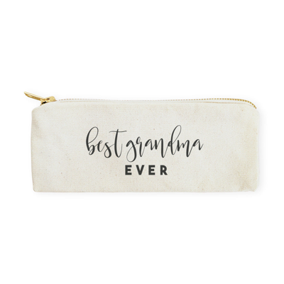 The Cotton & Canvas Co. Best Grandma Ever Cotton Canvas Pencil Case And Travel Pouch In White