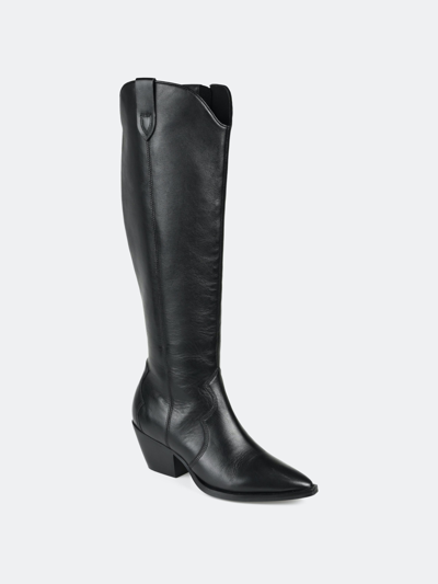 Journee Signature Women's Pryse Western Knee High Boots In Black