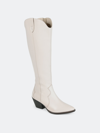 Journee Signature Women's Genuine Leather Tru Comfort Foam Pryse Boot In White