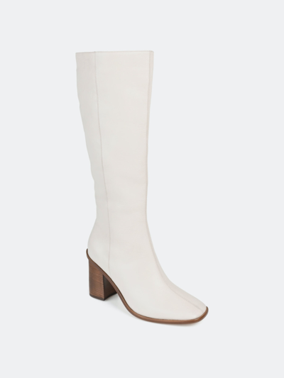 Journee Signature Women's Genuine Leather Tru Comfort Foam Tamori Boot In White