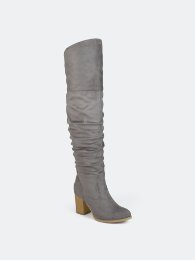 Journee Collection Kaison Womens Faux Suede Almond Toe Over-the-knee Boots In Grey