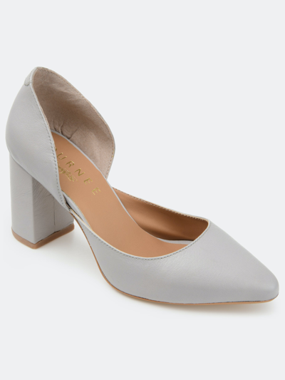 Journee Signature Women's Genuine Leather Jillian Pump In Grey