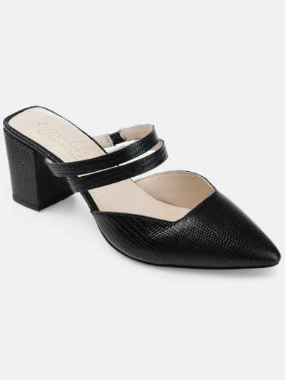 Journee Signature Women's Kaitlynn Block Heel Slip On Pumps In Black