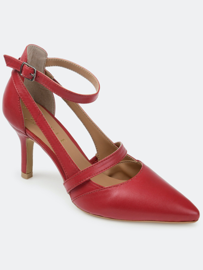 Journee Signature Signature Women's Genuine Leather Vallerie Pump In Red