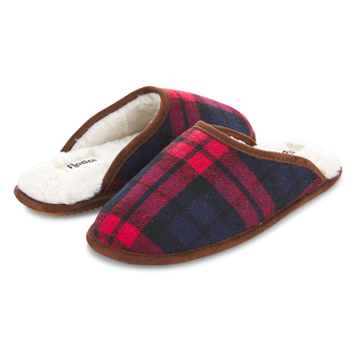 Floopi Plaid Faux Fur Scuff Slipper In Red