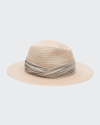 Eugenia Kim Courtney Woven Fedora Hat W/ Scarf Band In Natural
