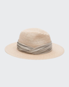 Eugenia Kim Courtney Satin-trimmed Hemp-blend Fedora In Natural