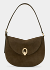 Savette The Tondo Suede Hobo Bag In Coffee