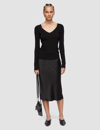Joseph Silk Stretch V Neck Top In Black