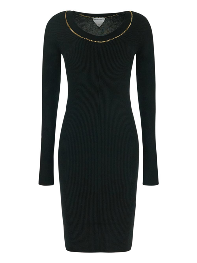 Bottega Veneta Black Dress With Gold Chain