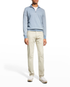 Loro Piana Men's Roadster 1/4-zip Cashmere Sweater In J0na Orion Blue M