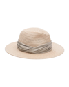 Eugenia Kim Courtney Satin-trimmed Hemp-blend Fedora In Natural