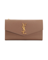 Saint Laurent Ysl Leather Envelope Wallet In Taupe