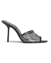 Saint Laurent Logo Printed Embellished Slip-on Mules In Nero Crystal Abne