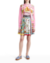 Dolce & Gabbana Contrasting-panel Button-fastening Cardigan In Pink Print