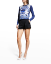 Dolce & Gabbana Printed Silk Crewneck Sweater In Blue Print