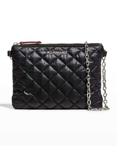 Mz Wallace Ruby Quilted Nylon Crossbody Bag In Black Crosby