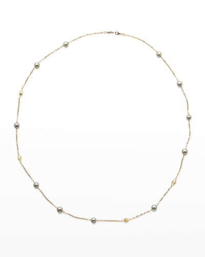 Pearls By Shari 18k Yellow Gold 9mm Gray Tahitian 11-pearl Necklace, 36"l
