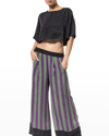 Niluu Harper Wide-leg Vegan Silk Pants In Stripe