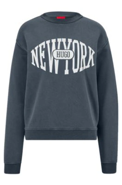 Hugo Relaxed-fit Cotton Sweatshirt With City And Logo Print In Patterned