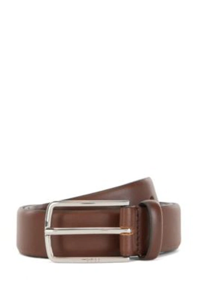 Hugo Boss Pin-buckle Belt In Vegetable-tanned Leather- Brown Men's Business Belts Size 42