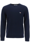 Maison Kitsuné Maison Kitsune Tricolor Fox Patch Sweater In Blue